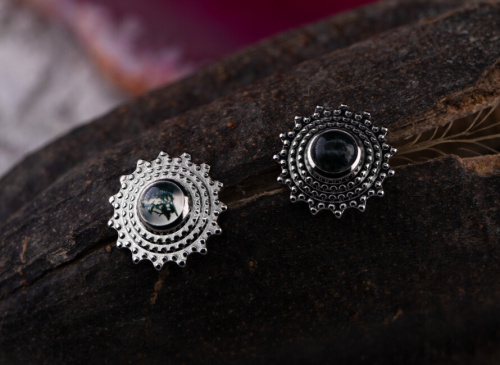 Накрутка Баклер с моховым агатом 1.2 мм фото 2